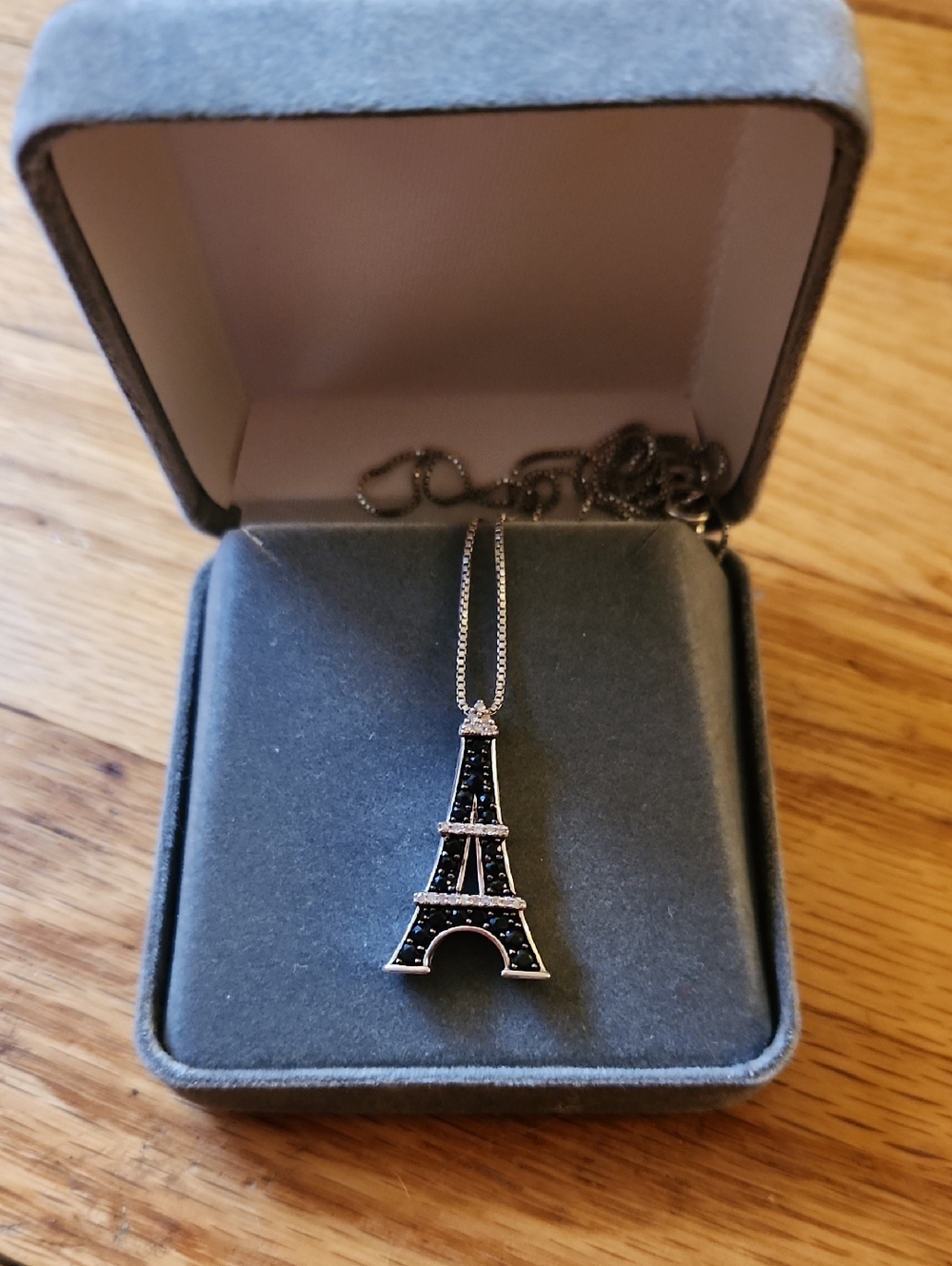 Eiffel Tower Pendant Necklace - Black and Silver